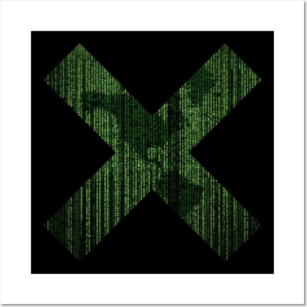 Matrix Code • Letter X Background Cross Shaped Window Aperture. Wall Art by Kushteez